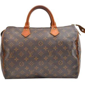 SALE! Vintage Louis Vuitton Speedy 30 Monogram Logo Satchel Bag Brown FREE Liner